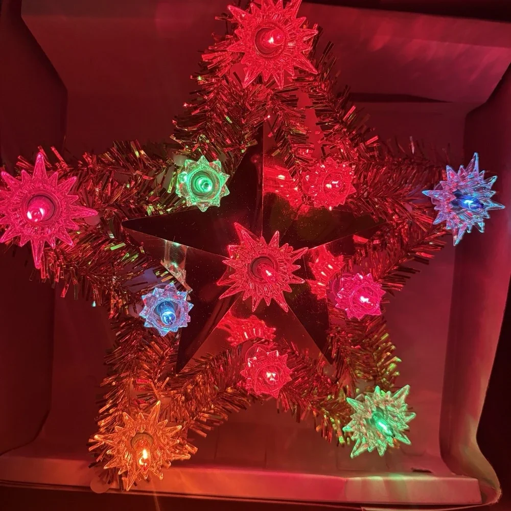 Christmas‎ Tree Topper Light Up Star VTG Merry Bright 7 Inches Star Tested Works